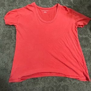 Coral off the shoulder Tshirt/ scoop neck